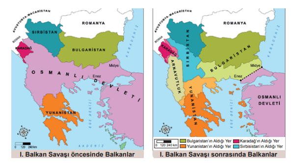 I. Balkan Savaşı Haritası