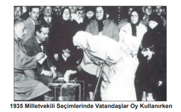 1935 Milletvekili Seçimlerinde vatandaşların oy kullanma görüntüsü